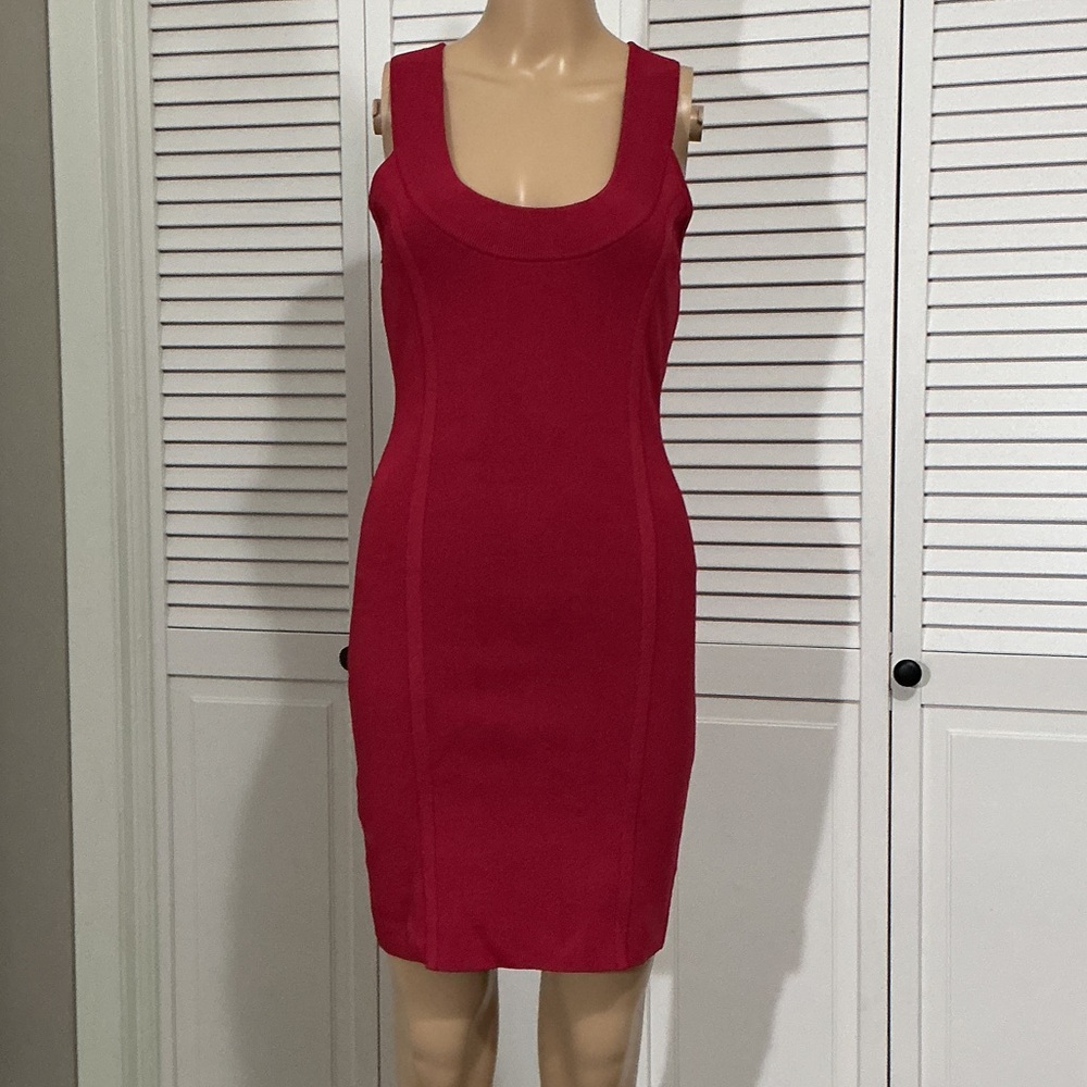 BCBGMaxAzria Fitted Sleeveless Red Sheath Dress